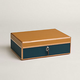 Amalthee Tricolore watch and cufflink box, large model - Beige